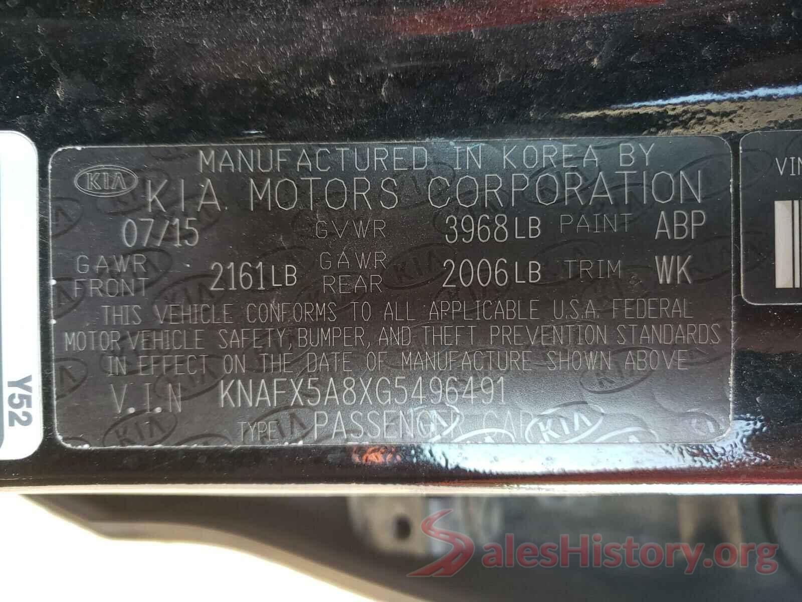 KNAFX5A8XG5496491 2016 KIA FORTE