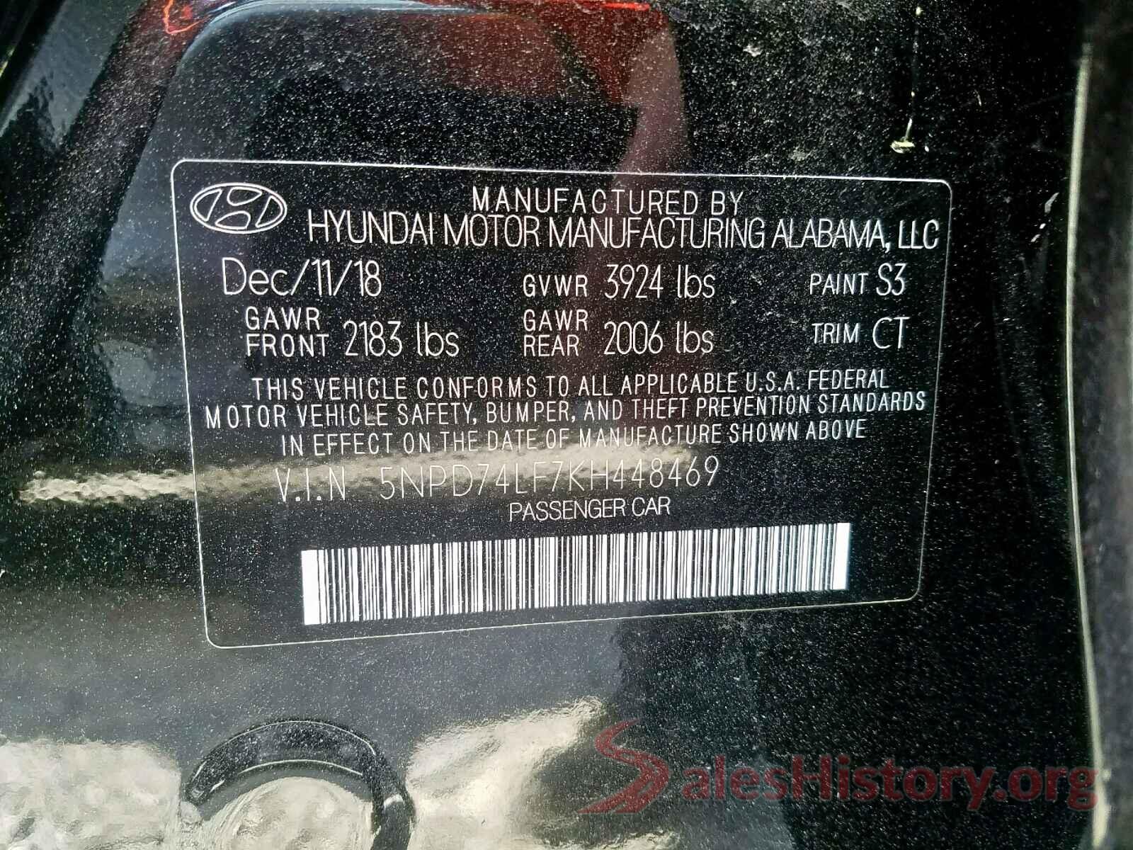 5NPD74LF7KH448469 2019 HYUNDAI ELANTRA