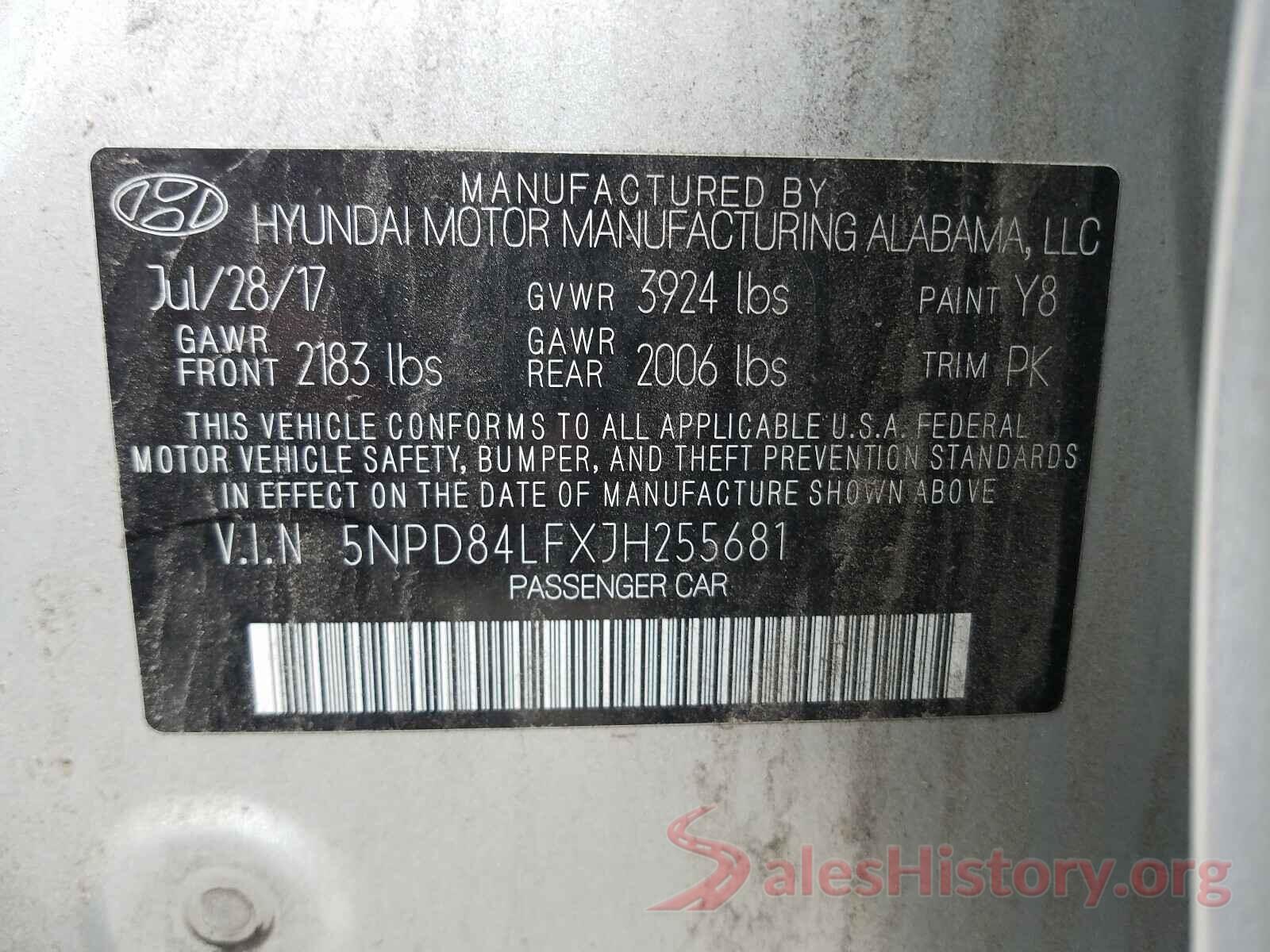 5NPD84LFXJH255681 2018 HYUNDAI ELANTRA