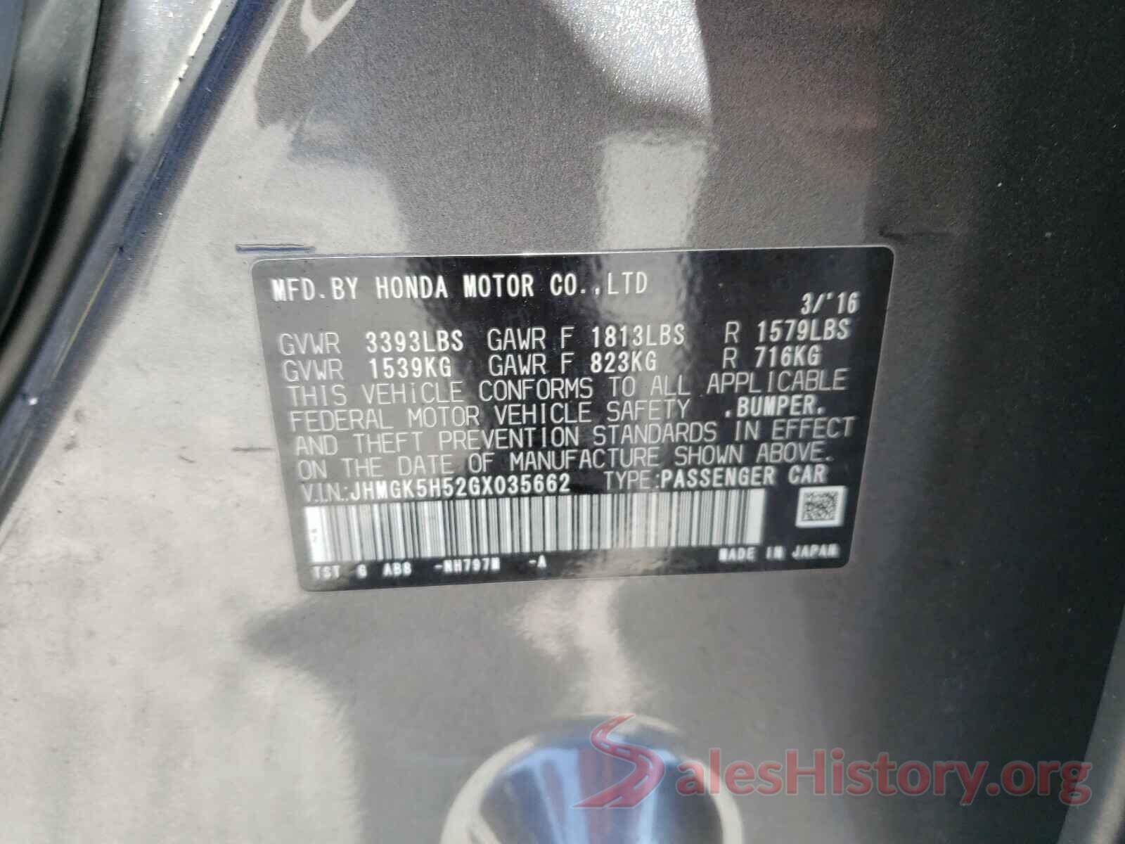 JHMGK5H52GX035662 2016 HONDA FIT