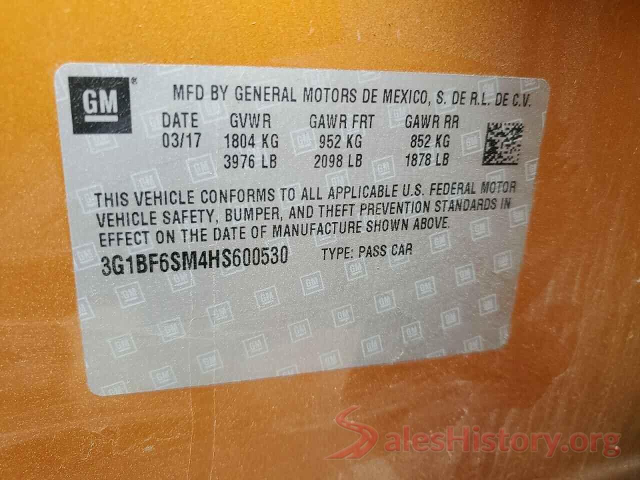 3G1BF6SM4HS600530 2017 CHEVROLET CRUZE