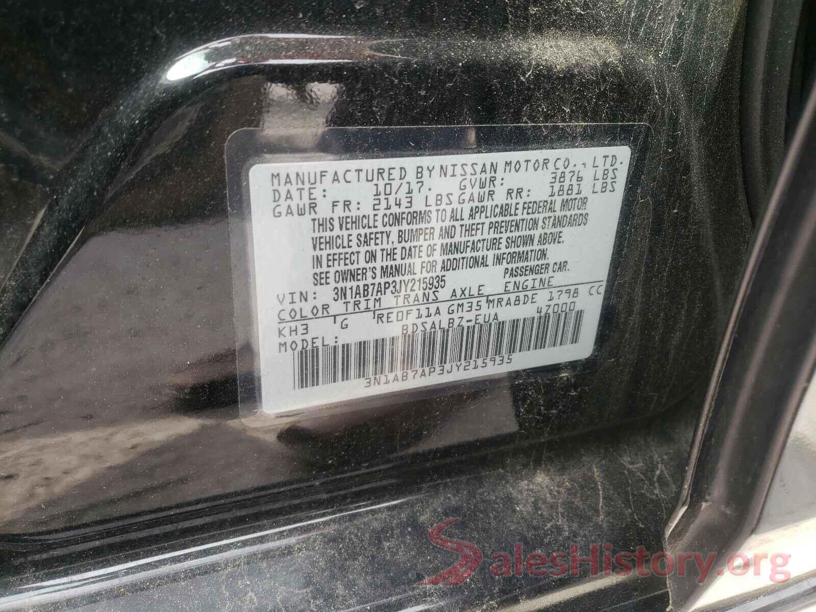 3N1AB7AP3JY215935 2018 NISSAN SENTRA