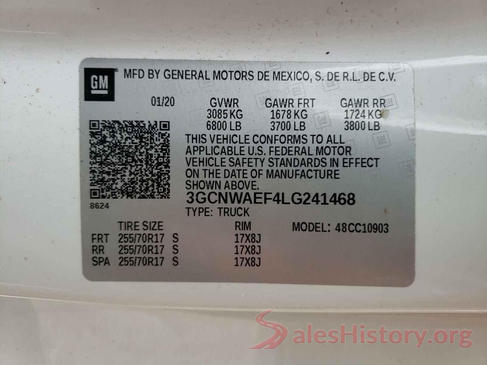 3GCNWAEF4LG241468 2020 CHEVROLET SILVERADO