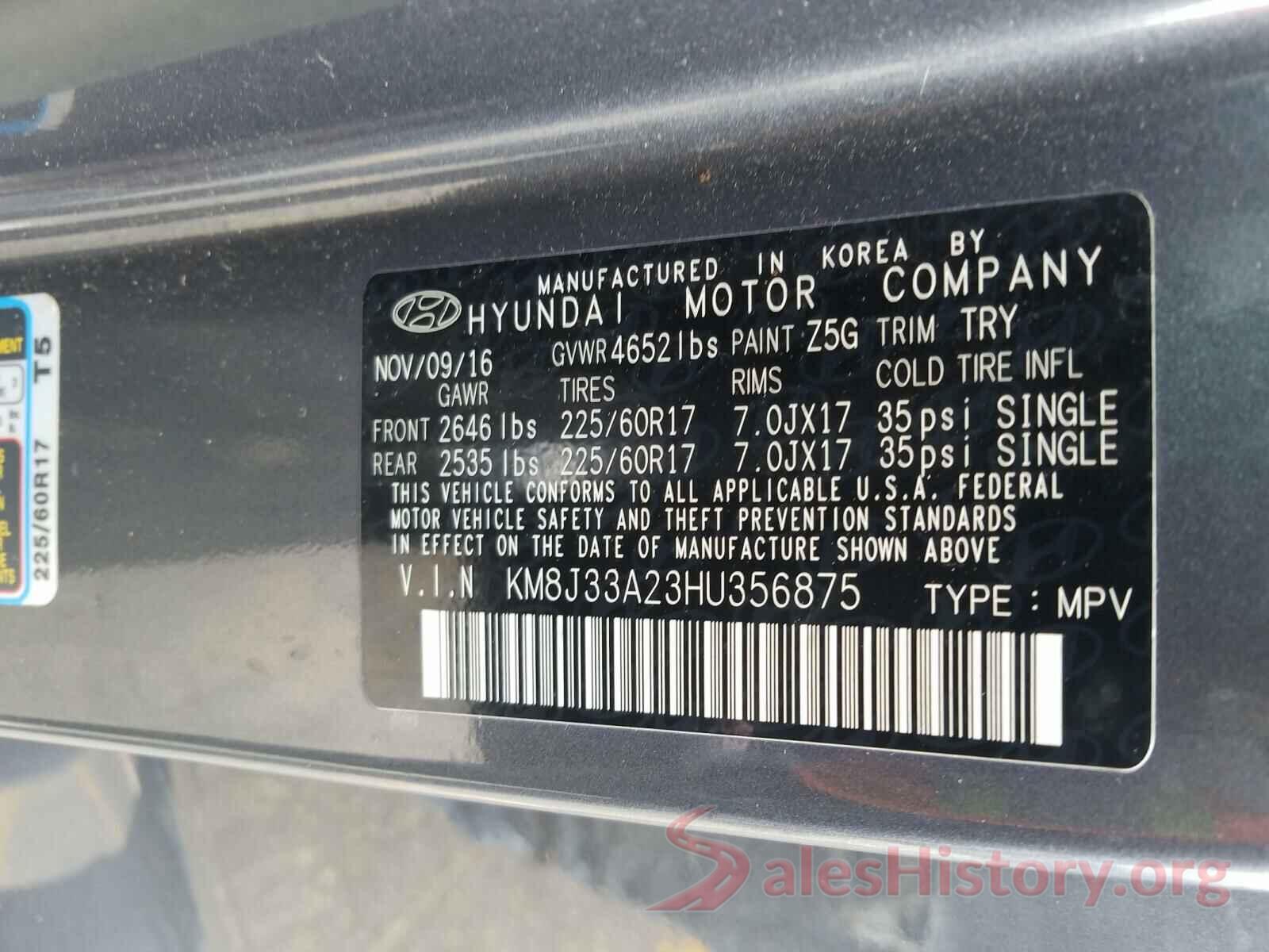 KM8J33A23HU356875 2017 HYUNDAI TUCSON