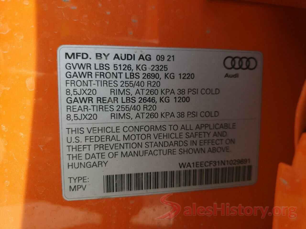 WA1EECF31N1029691 2022 AUDI Q3