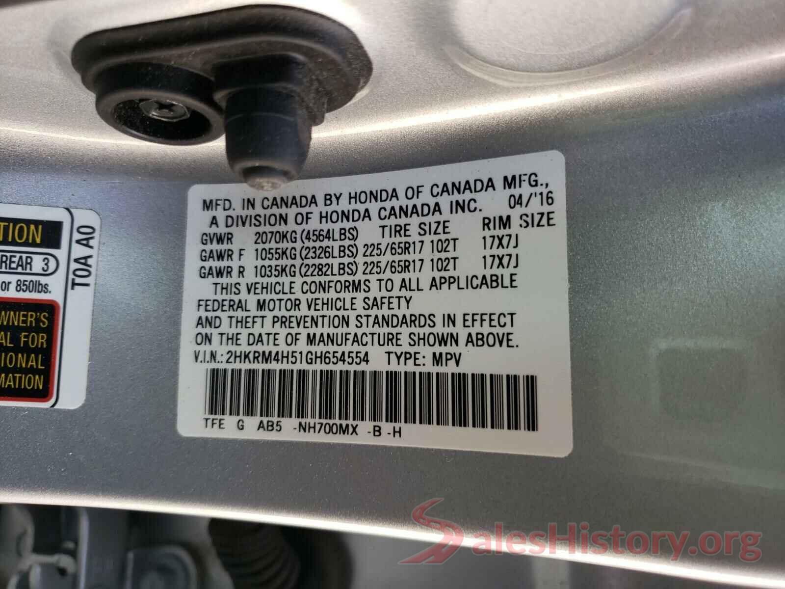 2HKRM4H51GH654554 2016 HONDA CRV