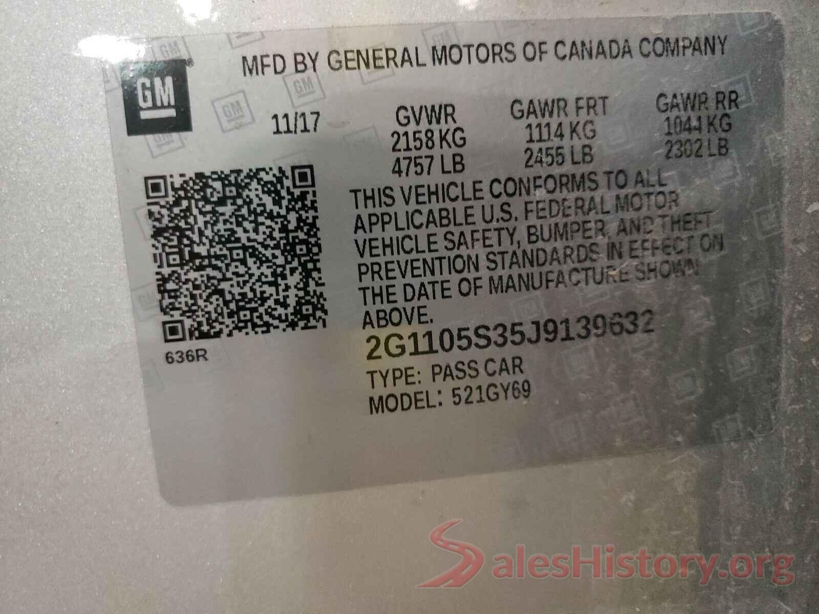 2G1105S35J9139632 2018 CHEVROLET IMPALA