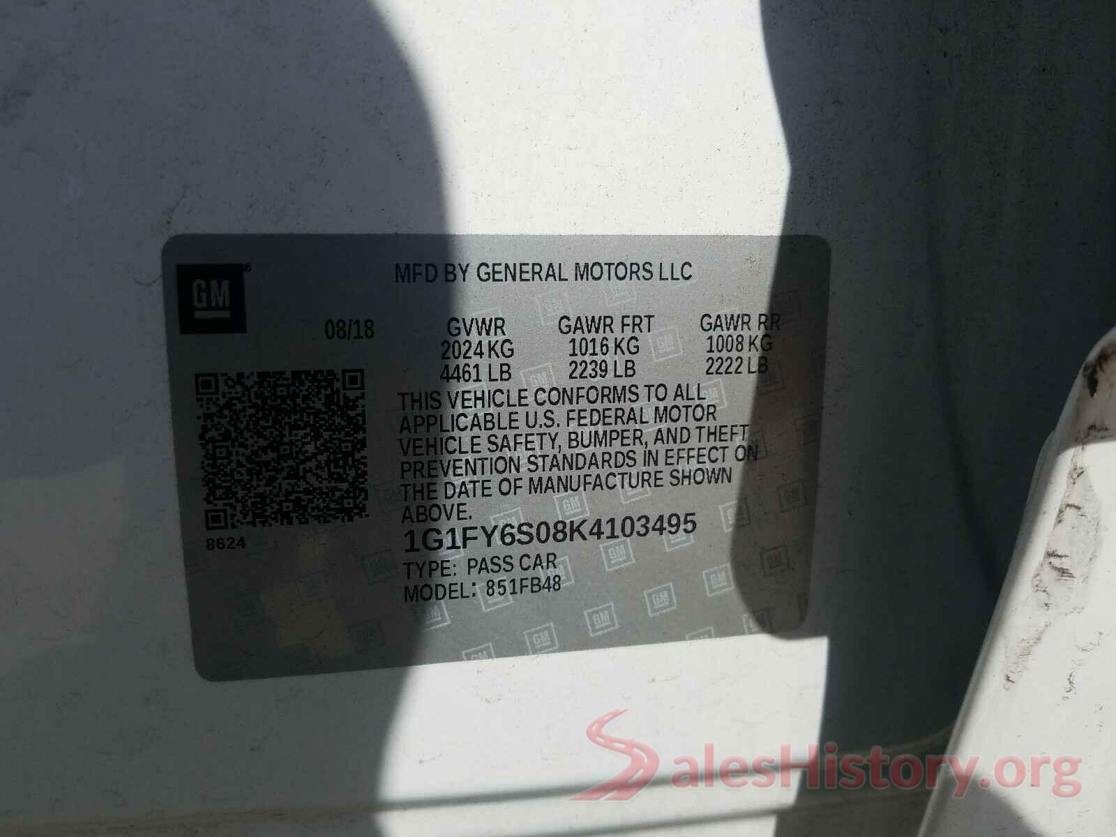 1G1FY6S08K4103495 2019 CHEVROLET BOLT