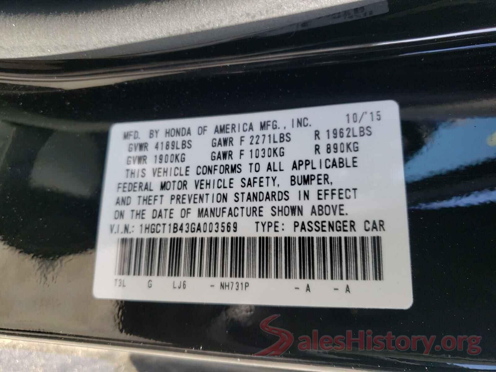 1HGCT1B43GA003569 2016 HONDA ACCORD