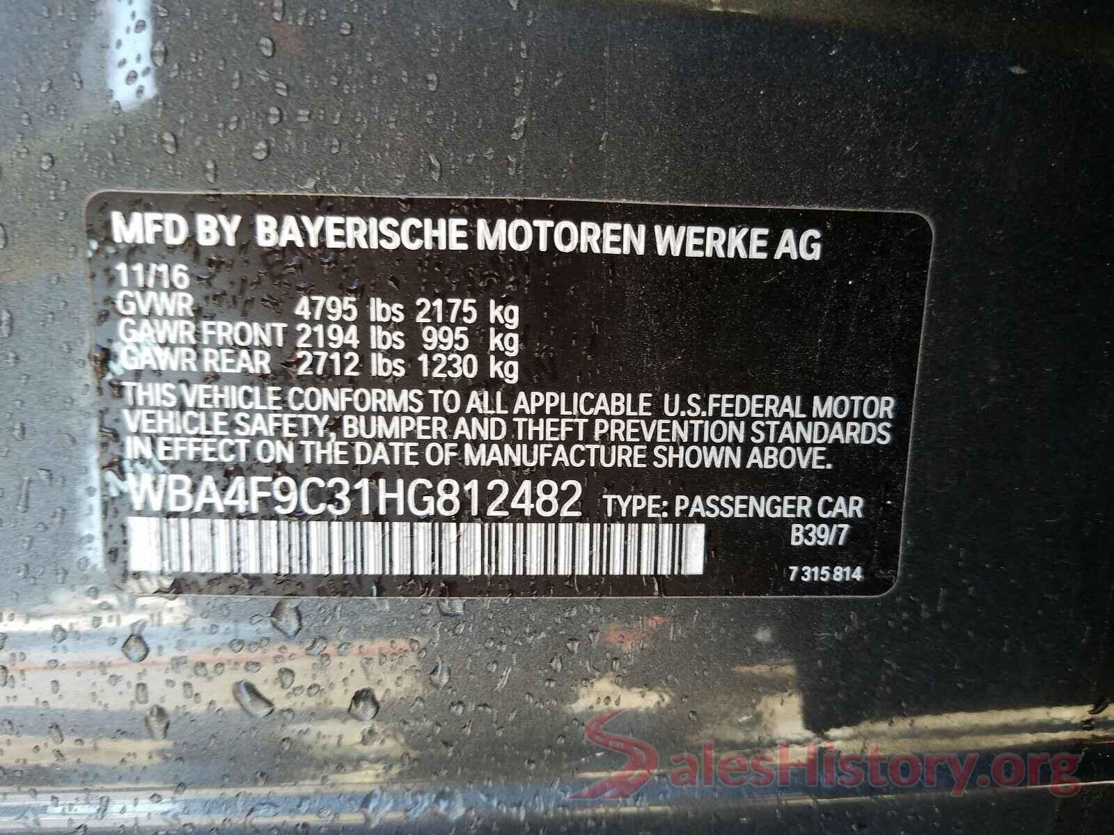 WBA4F9C31HG812482 2017 BMW 4 SERIES