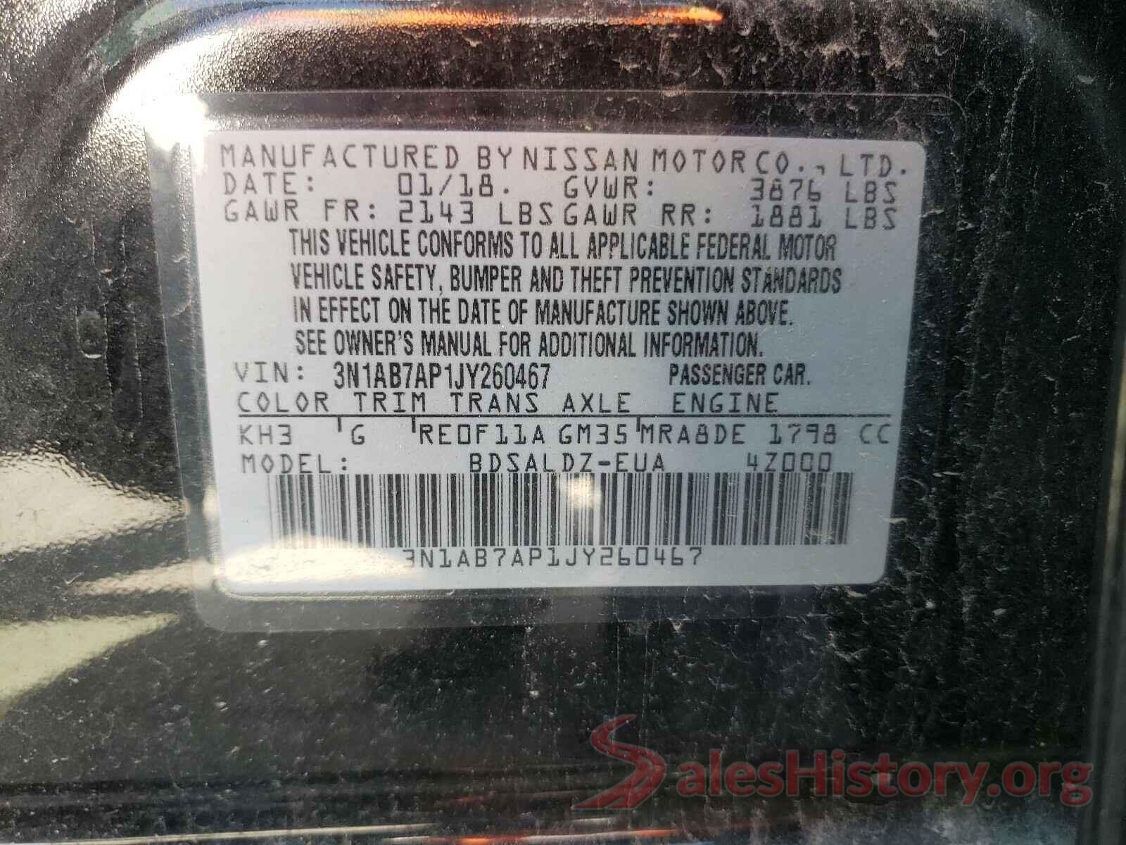 3N1AB7AP1JY260467 2018 NISSAN SENTRA