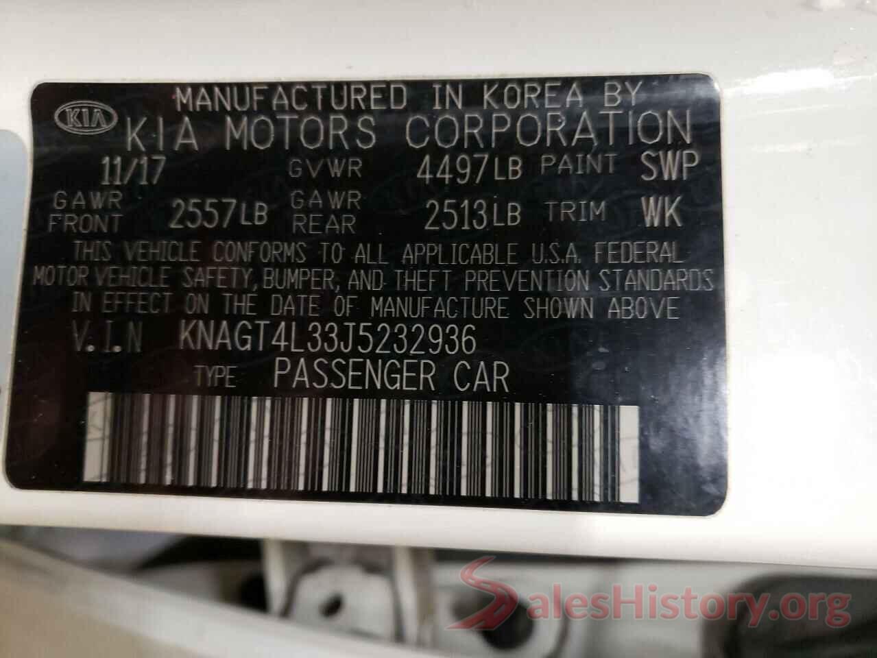 KNAGT4L33J5232936 2018 KIA OPTIMA