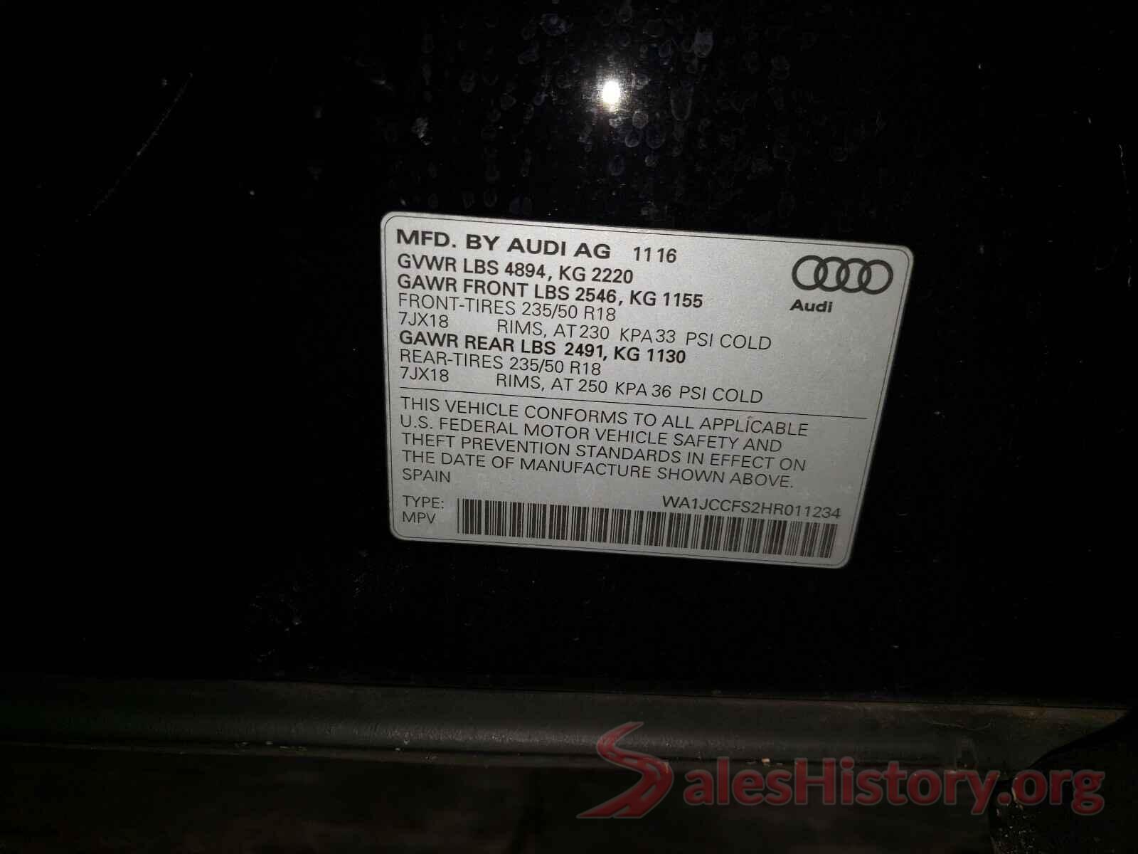 WA1JCCFS2HR011234 2017 AUDI Q3