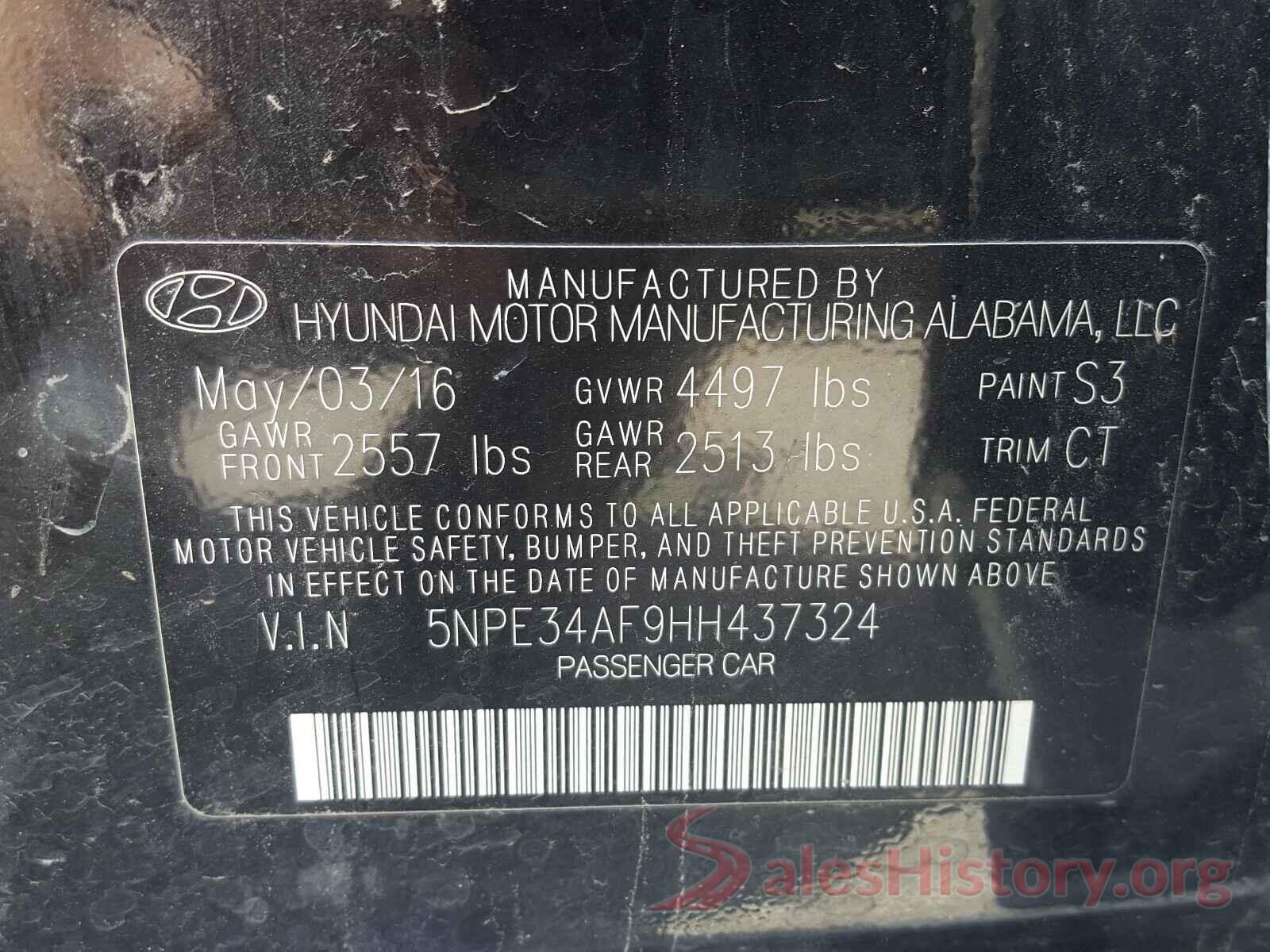 5NPE34AF9HH437324 2017 HYUNDAI SONATA