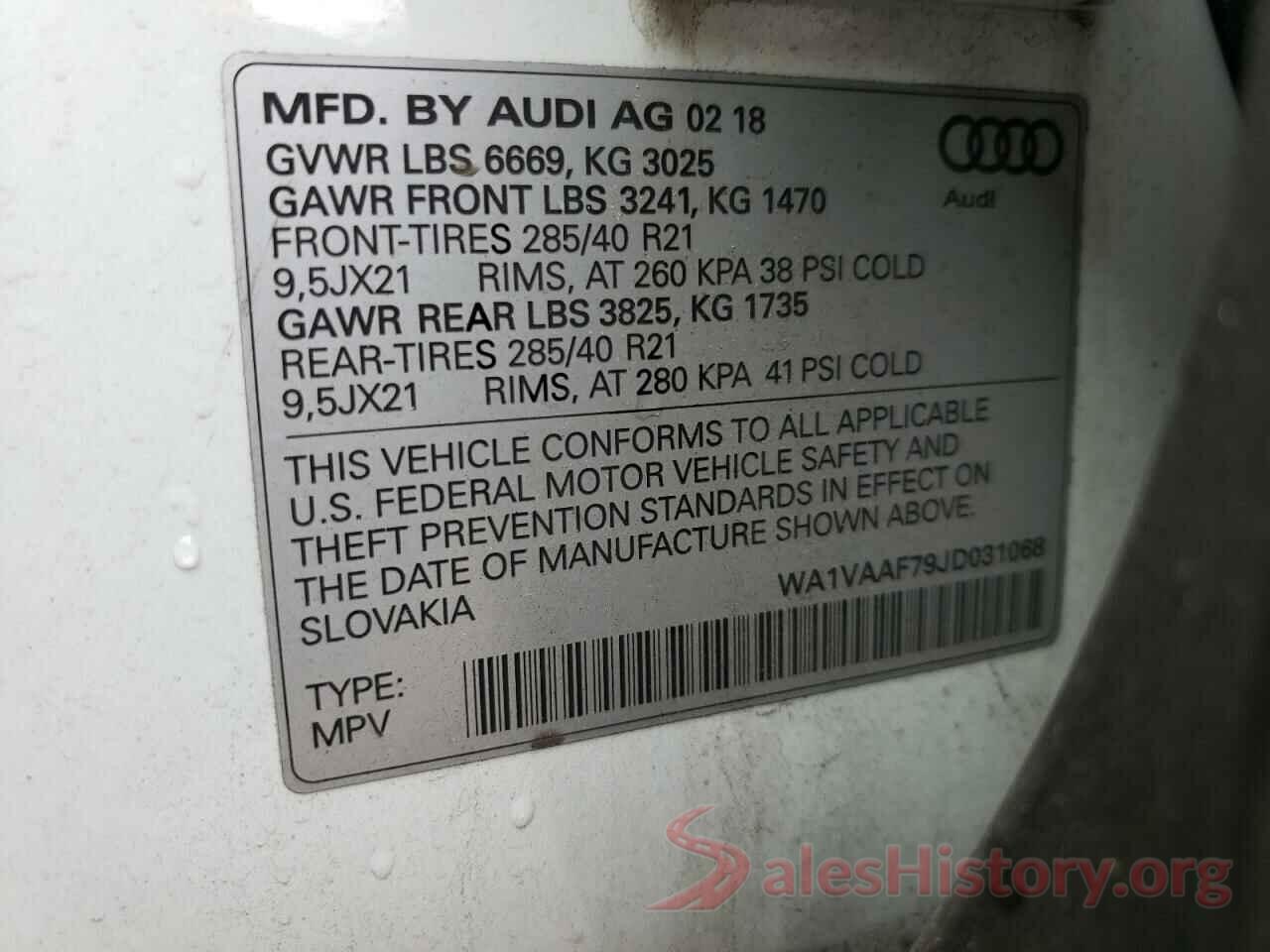 WA1VAAF79JD031068 2018 AUDI Q7