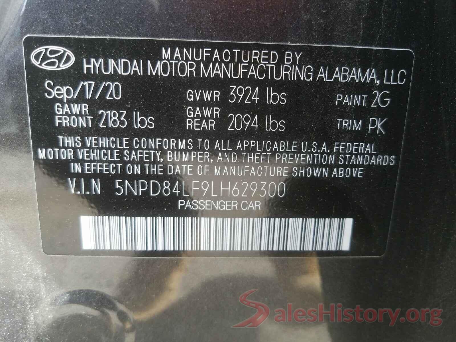 5NPD84LF9LH629300 2020 HYUNDAI ELANTRA