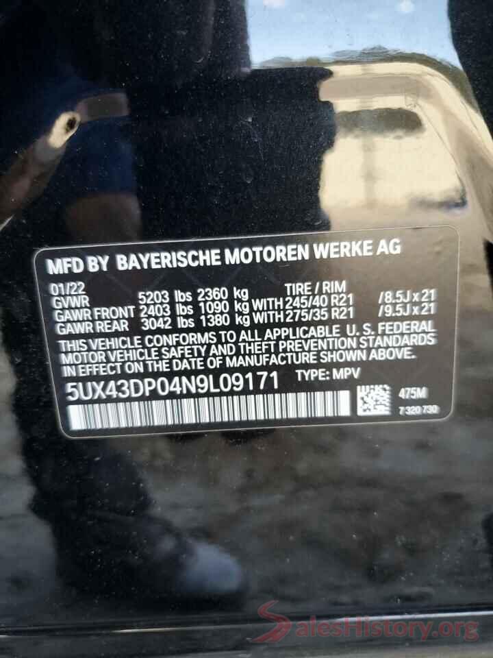 5UX43DP04N9L09171 2022 BMW X3