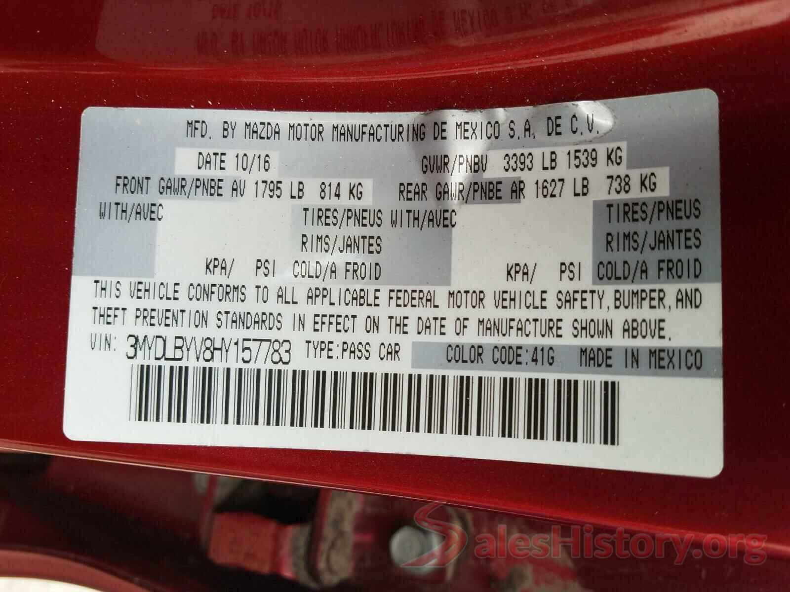 3MYDLBYV8HY157783 2017 TOYOTA YARIS