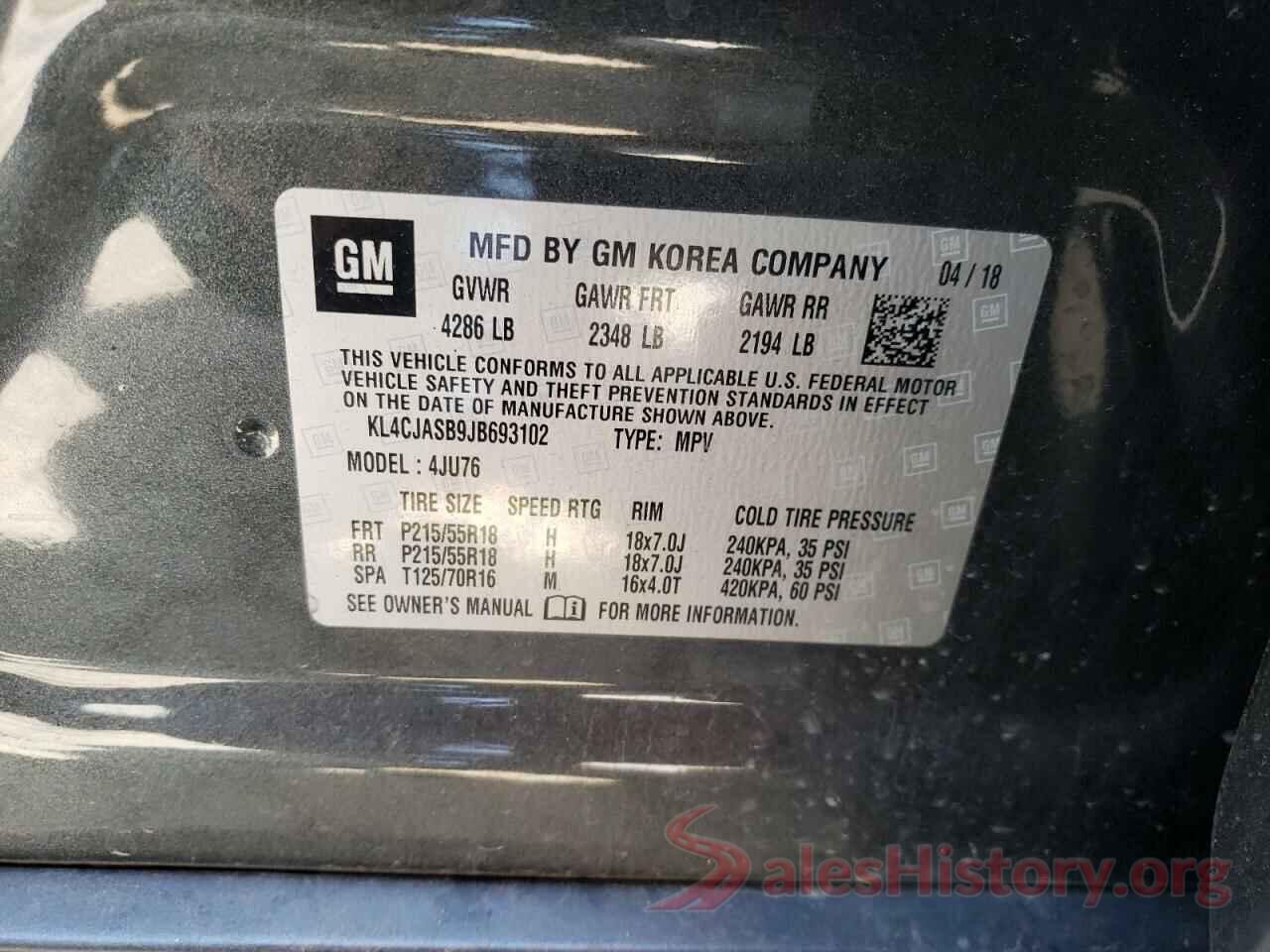 KL4CJASB9JB693102 2018 BUICK ENCORE