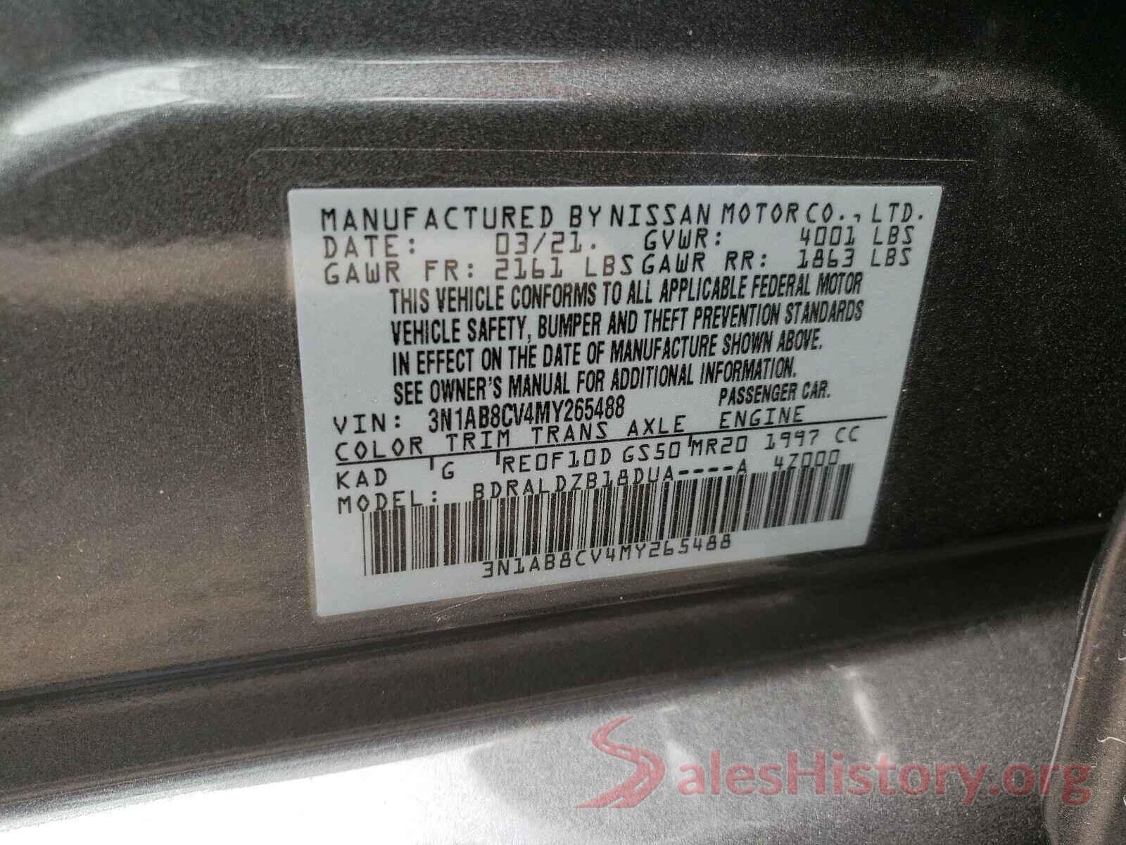 3N1AB8CV4MY265488 2021 NISSAN SENTRA