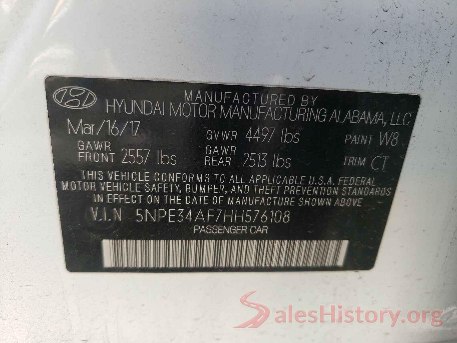 5NPE34AF7HH576108 2017 HYUNDAI SONATA