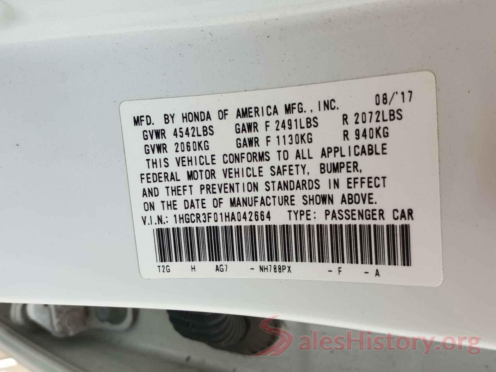 1HGCR3F01HA042664 2017 HONDA ACCORD