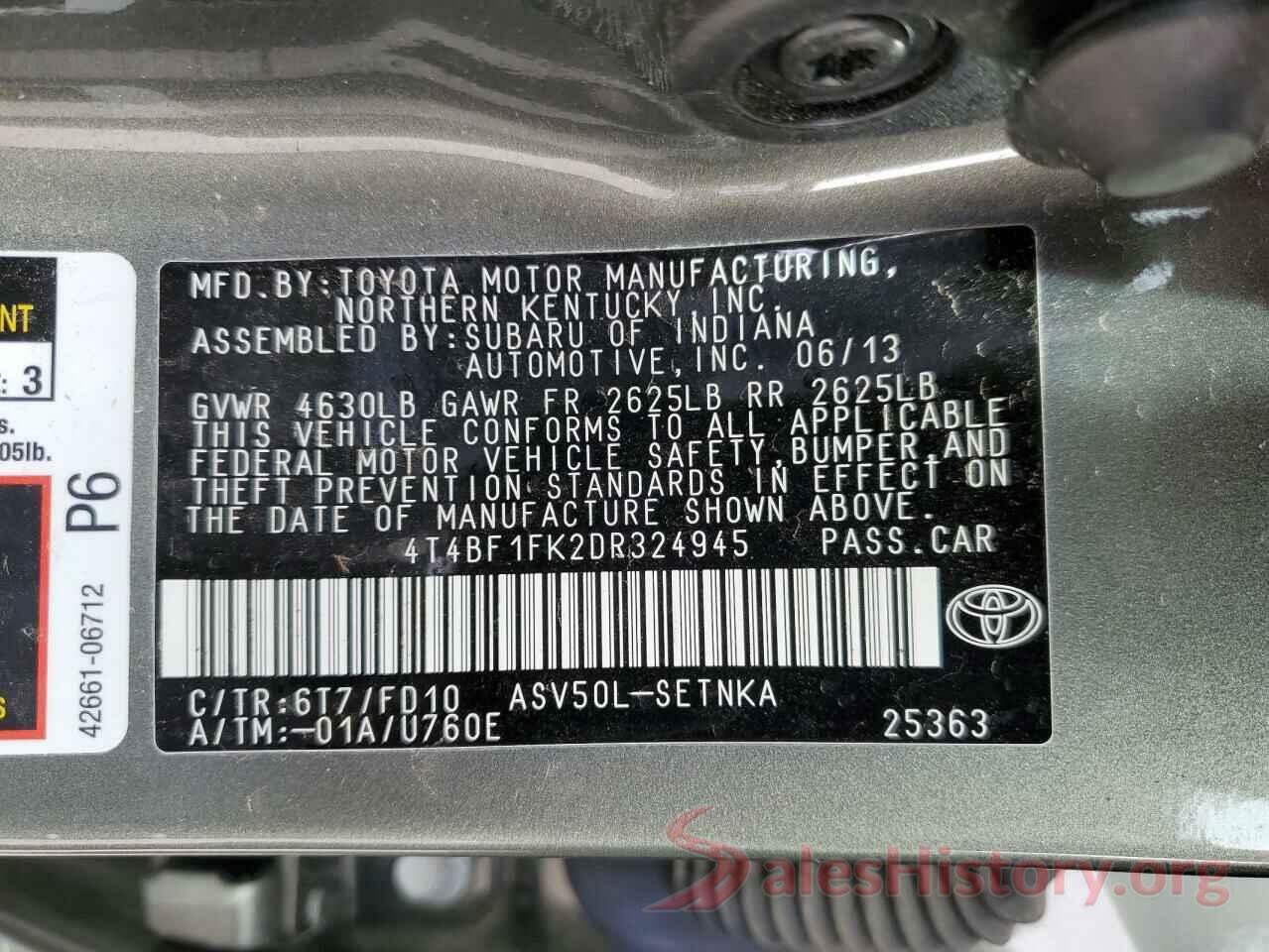 4T4BF1FK2DR324945 2013 TOYOTA CAMRY