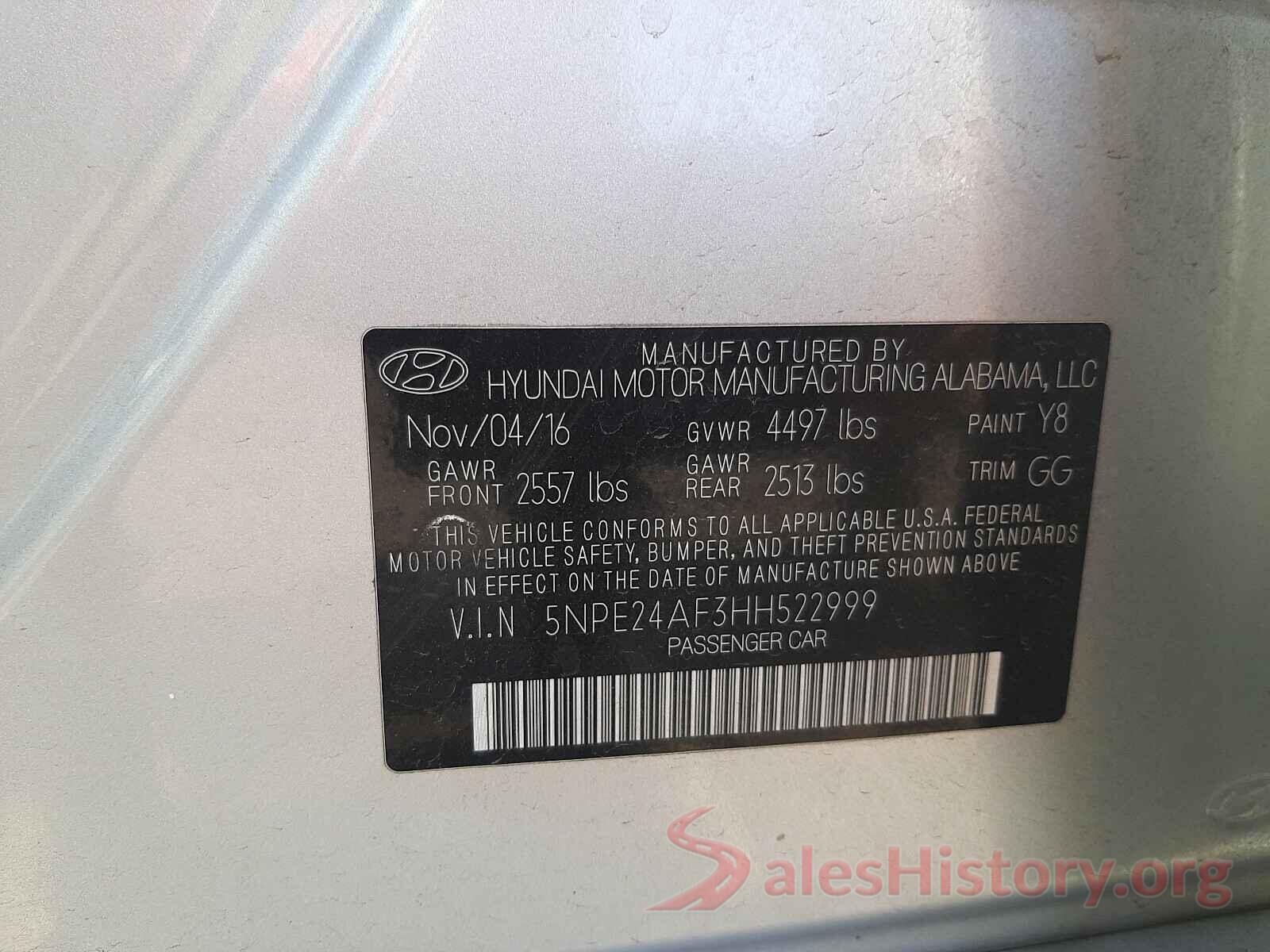 5NPE24AF3HH522999 2017 HYUNDAI SONATA