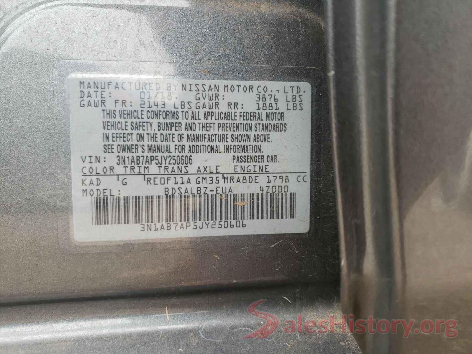 3N1AB7AP5JY250606 2018 NISSAN SENTRA