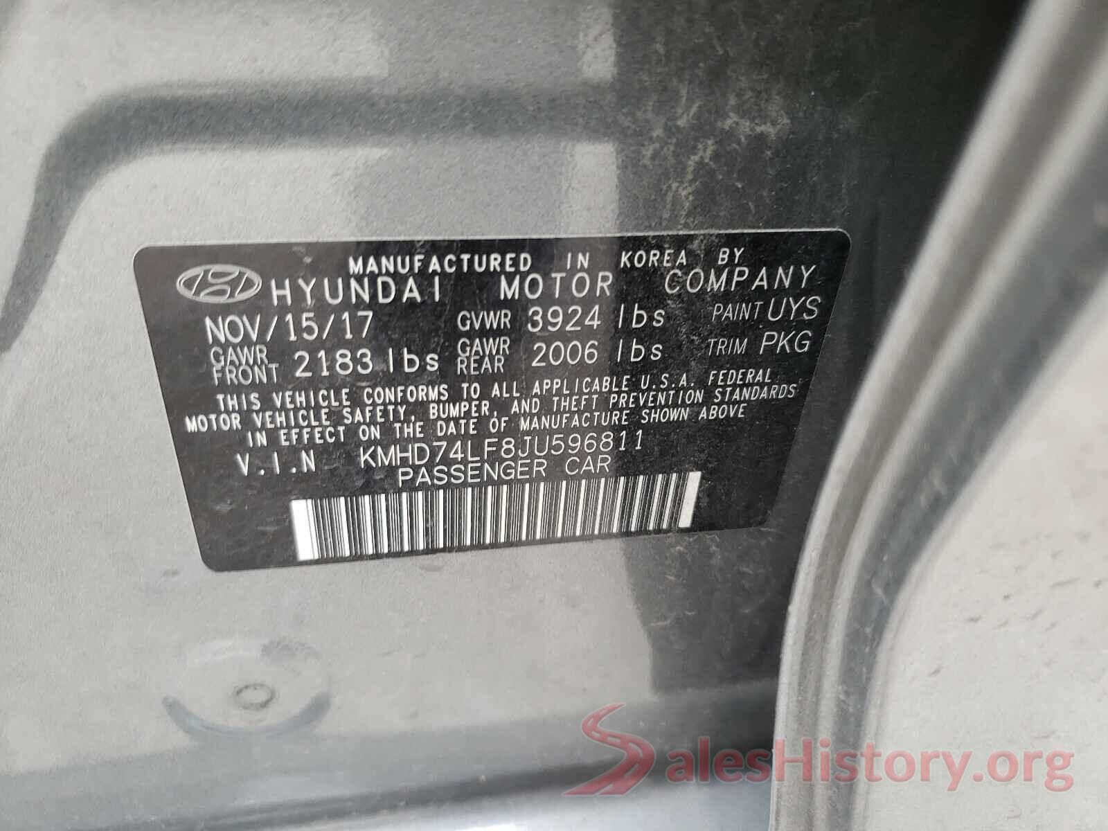 KMHD74LF8JU596811 2018 HYUNDAI ELANTRA