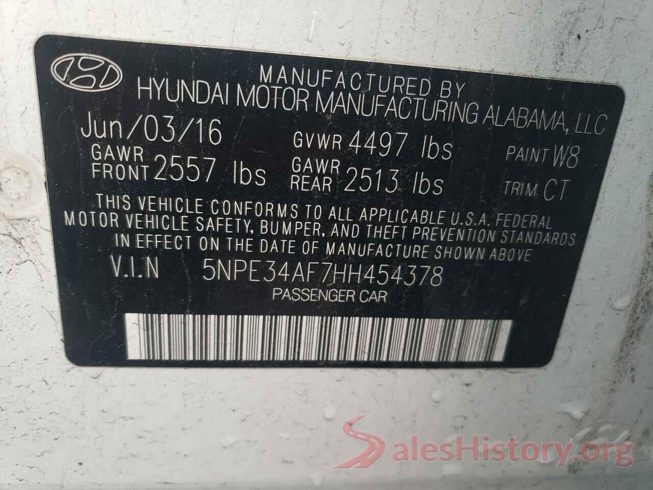 5NPE34AF7HH454378 2017 HYUNDAI SONATA