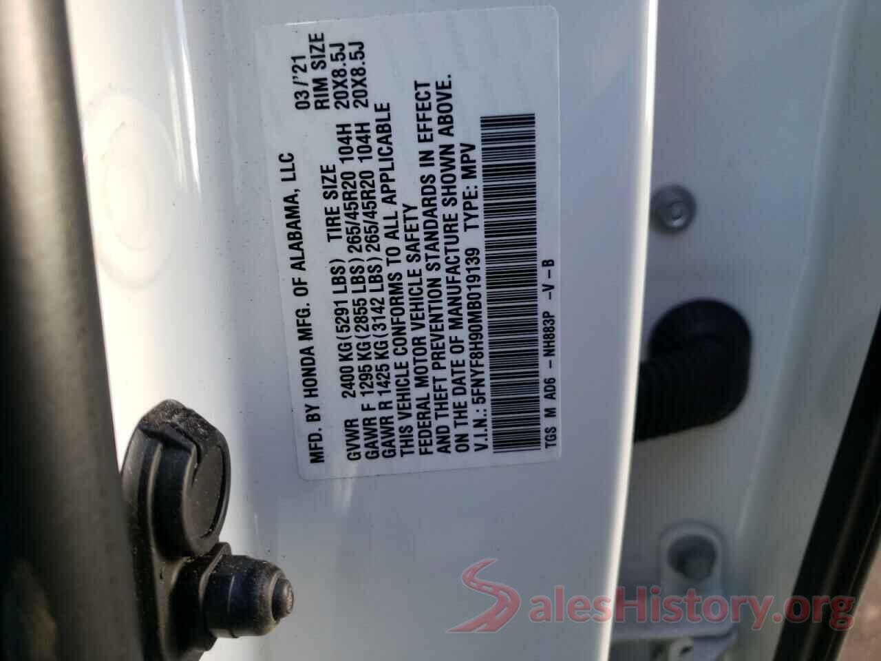 5FNYF8H90MB019139 2021 HONDA PASSPORT