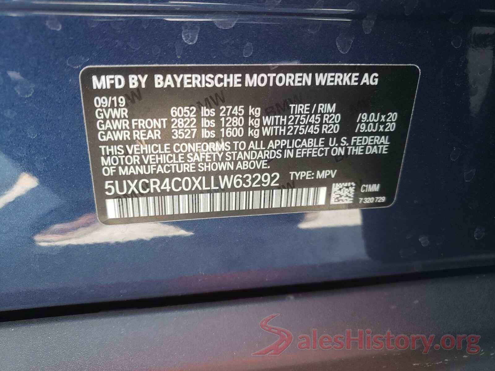 5UXCR4C0XLLW63292 2020 BMW X5