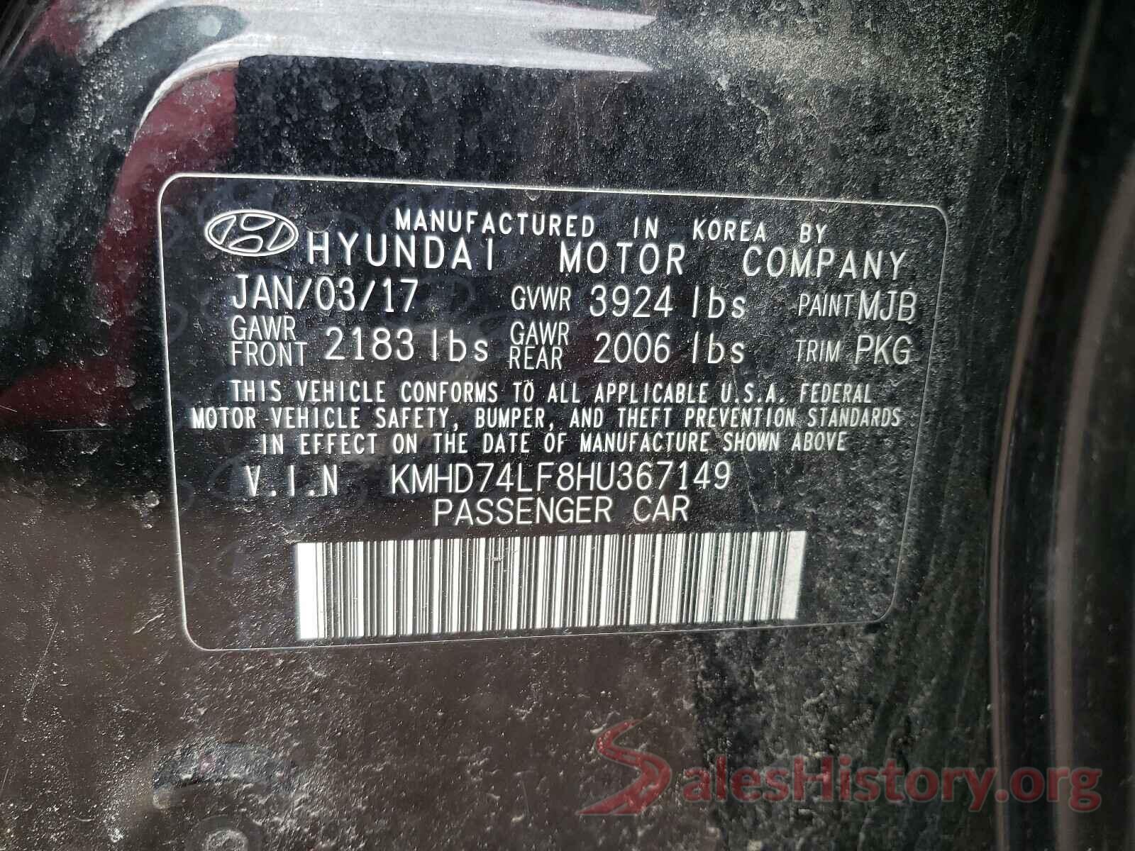 KMHD74LF8HU367149 2017 HYUNDAI ELANTRA