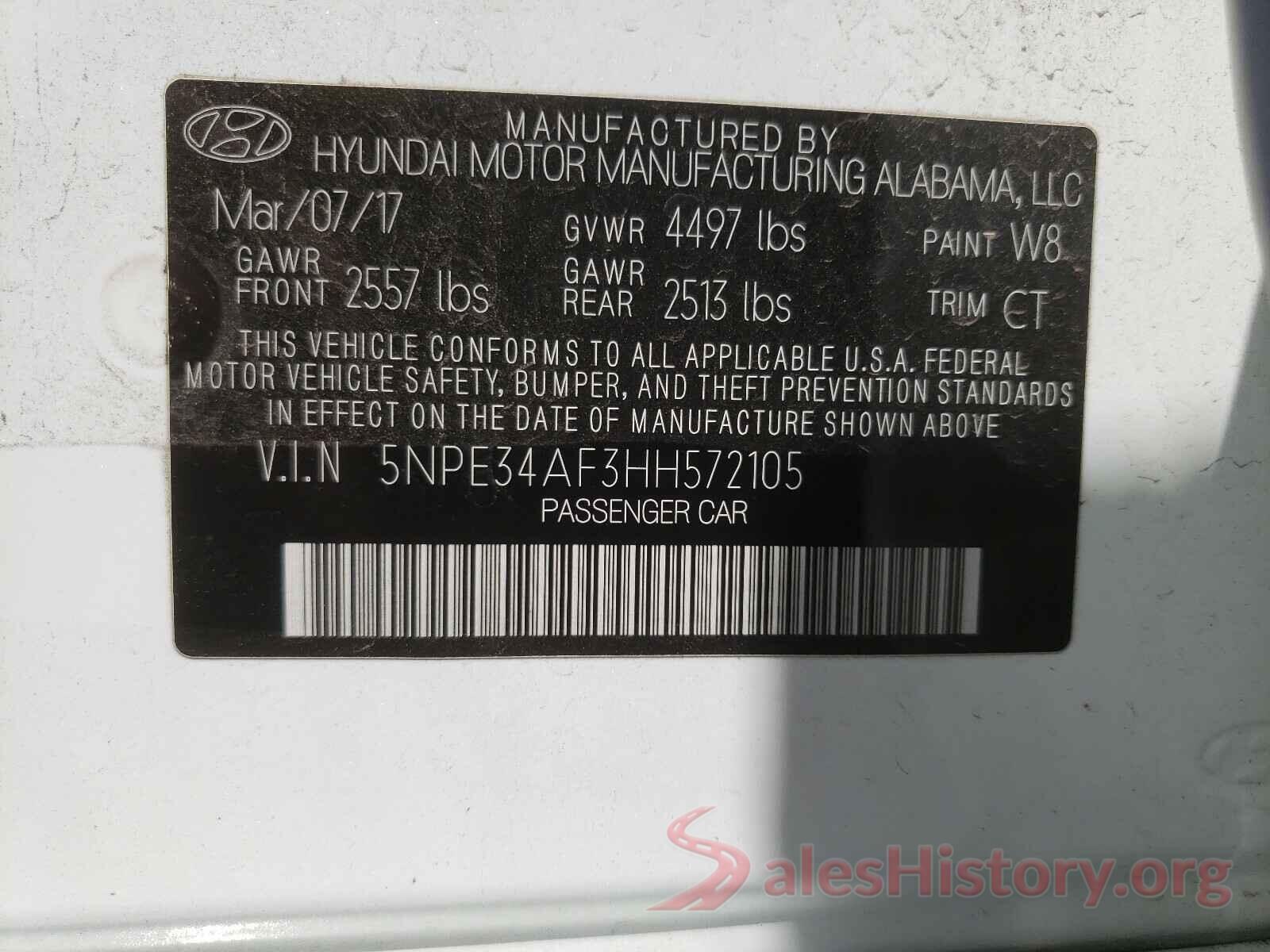 5NPE34AF3HH572105 2017 HYUNDAI SONATA