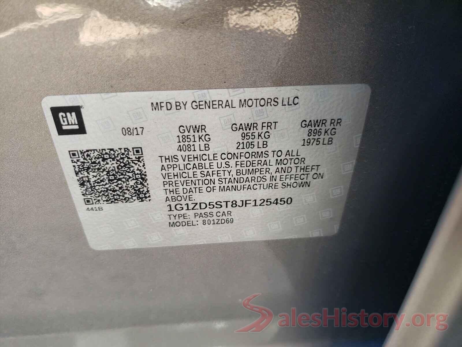 1G1ZD5ST8JF125450 2018 CHEVROLET MALIBU