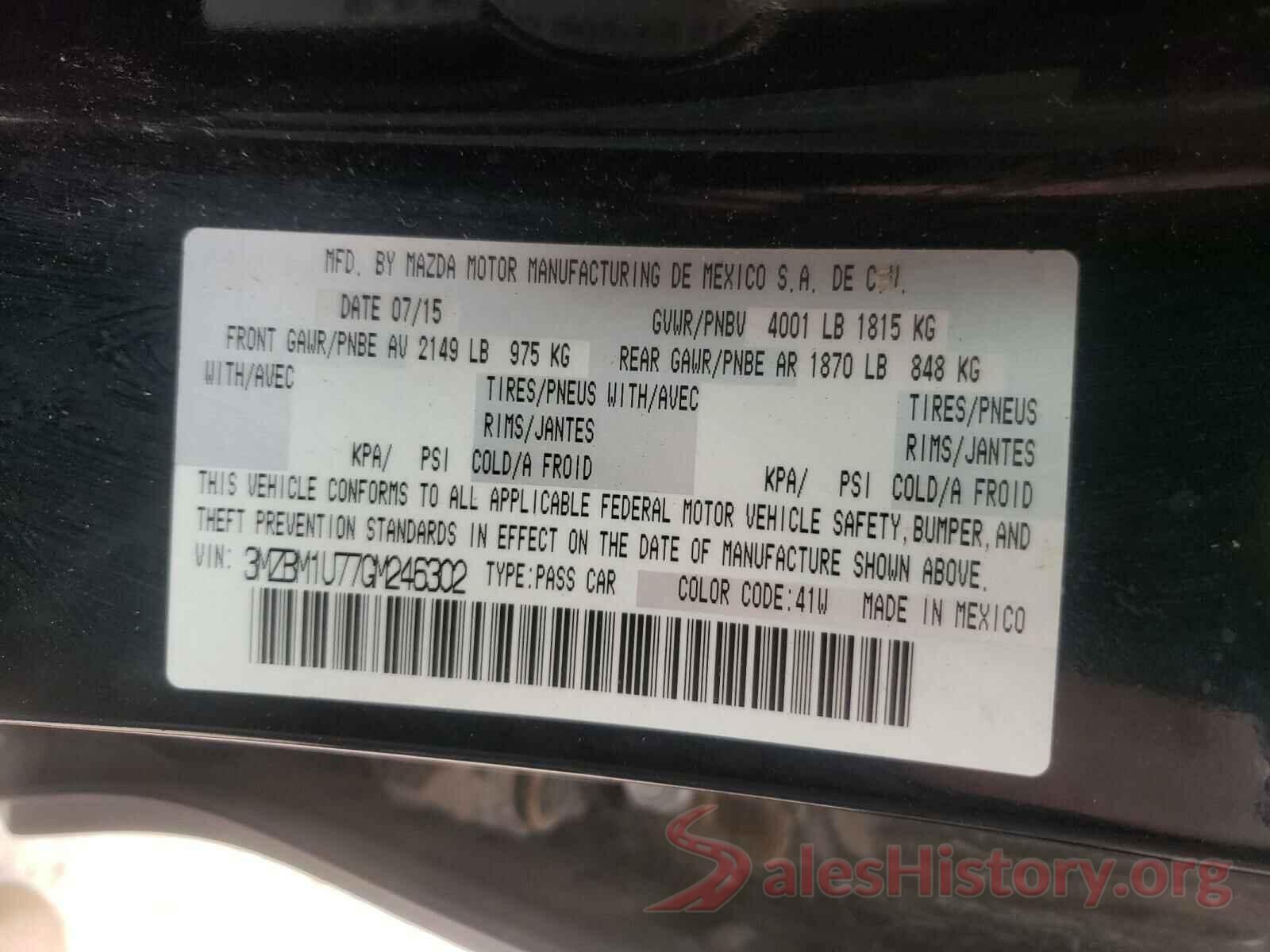 3MZBM1U77GM246302 2016 MAZDA 3