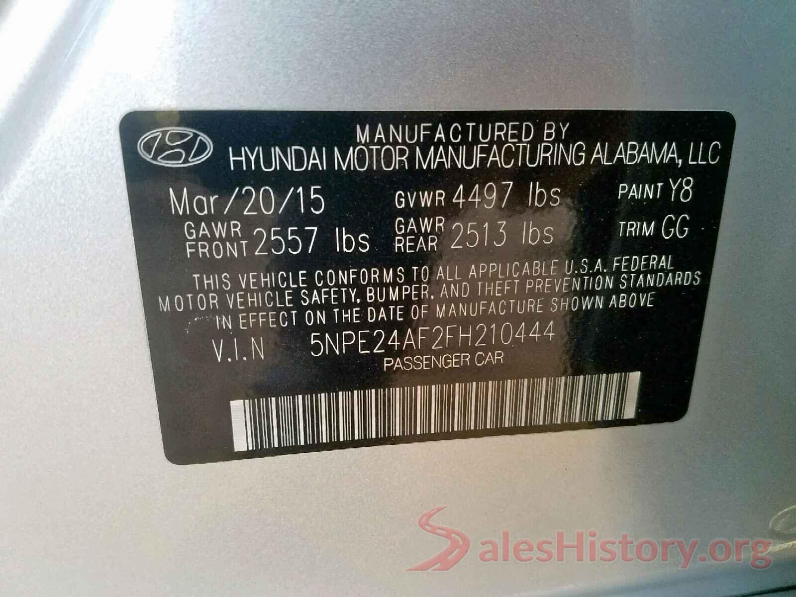 5NPE24AF2FH210444 2015 HYUNDAI SONATA