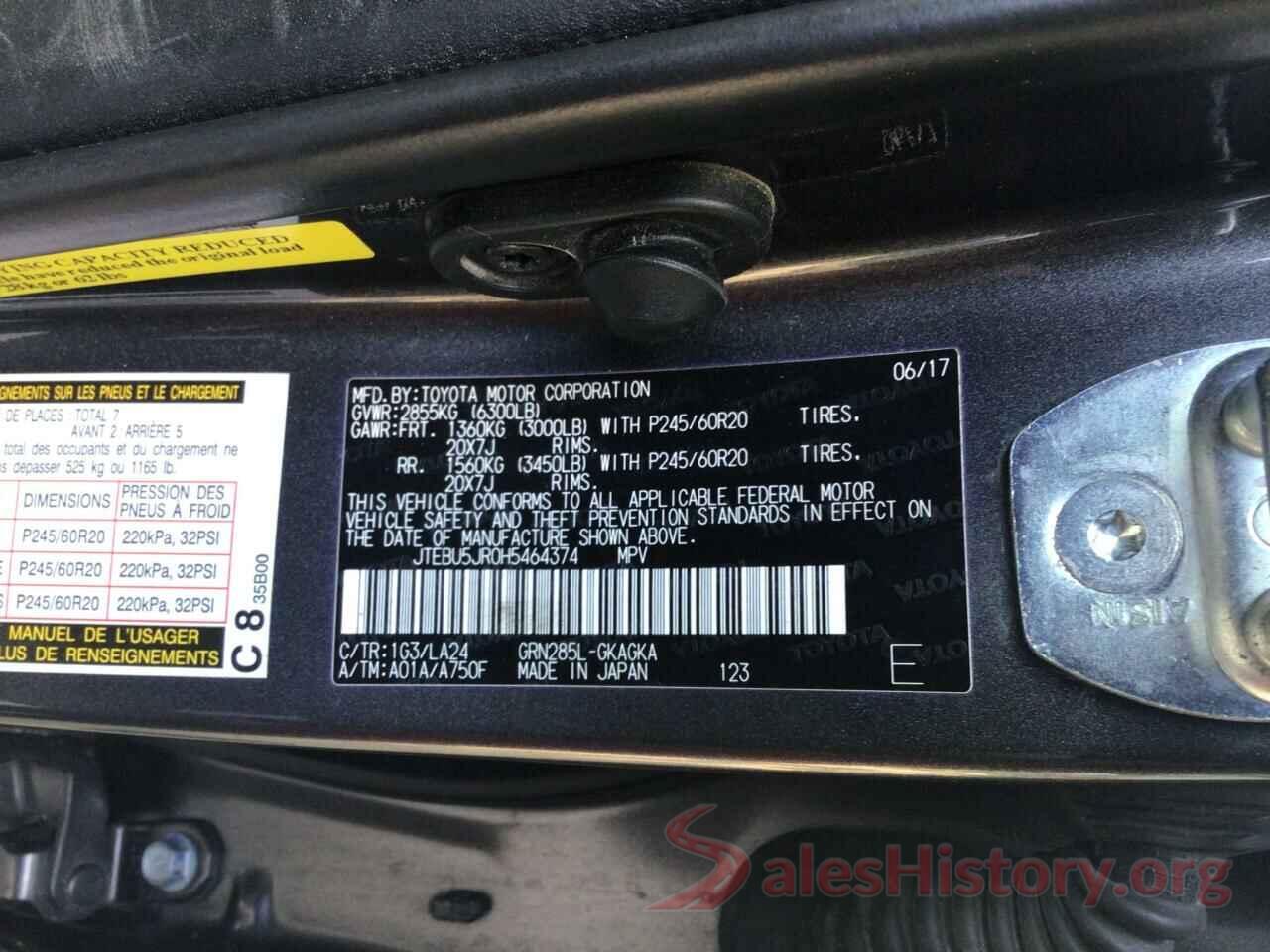 JTEBU5JR0H5464374 2017 TOYOTA 4RUNNER