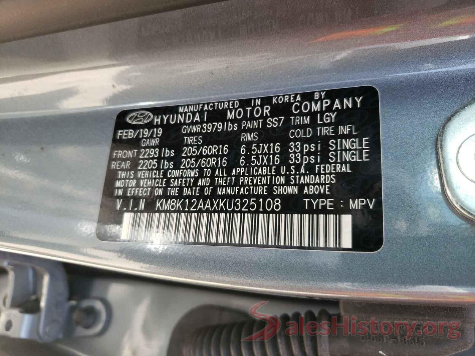 KM8K12AAXKU325108 2019 HYUNDAI KONA