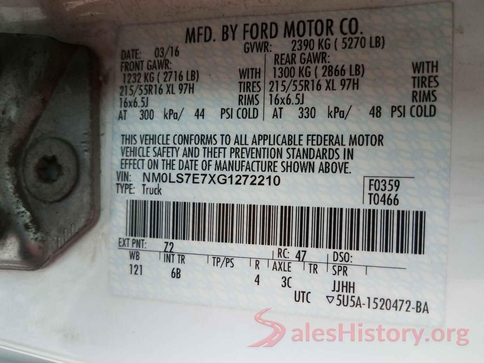 NM0LS7E7XG1272210 2016 FORD TRANSIT CO