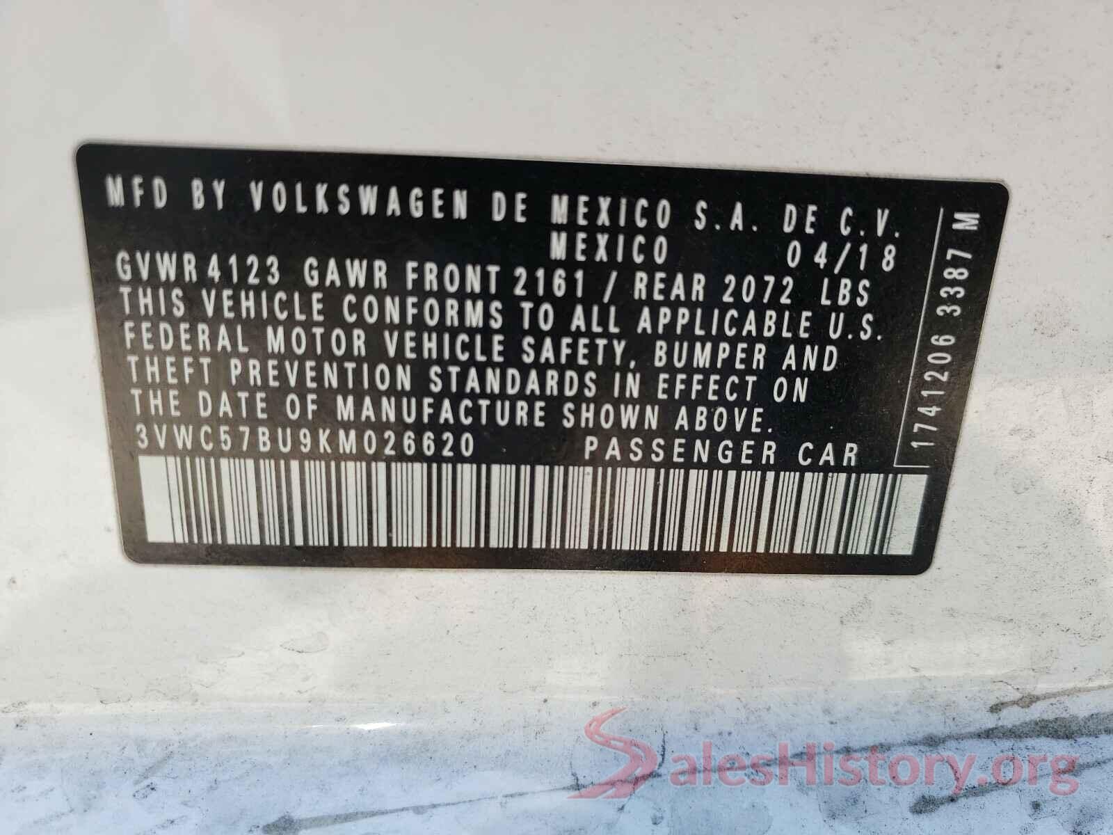 3VWC57BU9KM026620 2019 VOLKSWAGEN JETTA