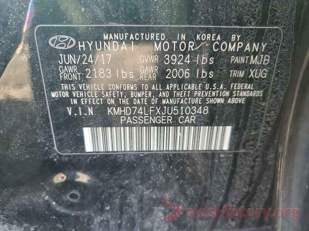 KMHD74LFXJU510348 2018 HYUNDAI ELANTRA