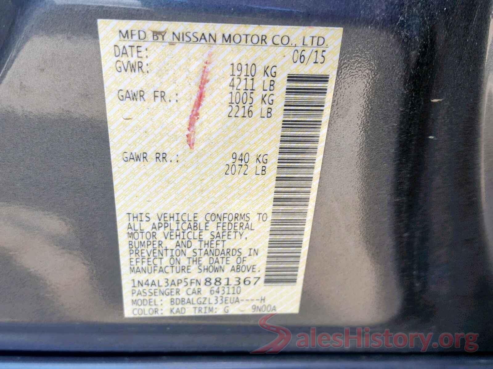 1N4AL3AP5FN881367 2015 NISSAN ALTIMA