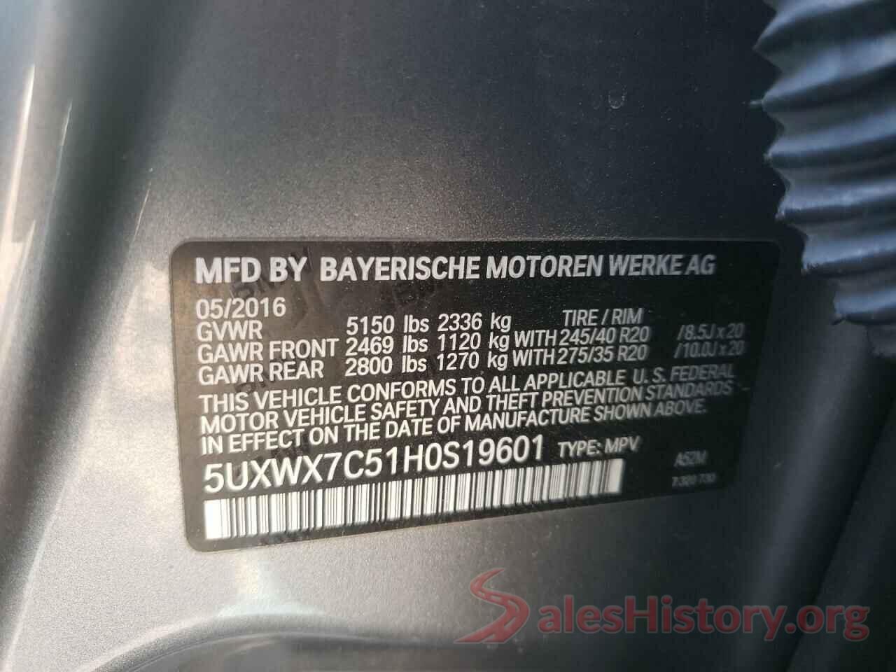 5UXWX7C51H0S19601 2017 BMW X3