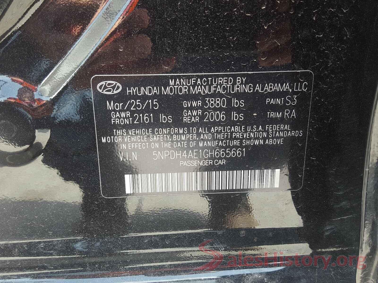 5NPDH4AE1GH665661 2016 HYUNDAI ELANTRA