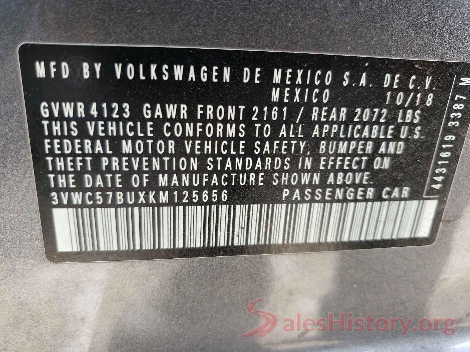 3VWC57BUXKM125656 2019 VOLKSWAGEN JETTA