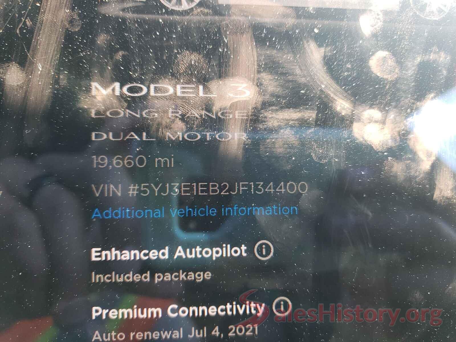 5YJ3E1EB2JF134400 2018 TESLA MODEL 3