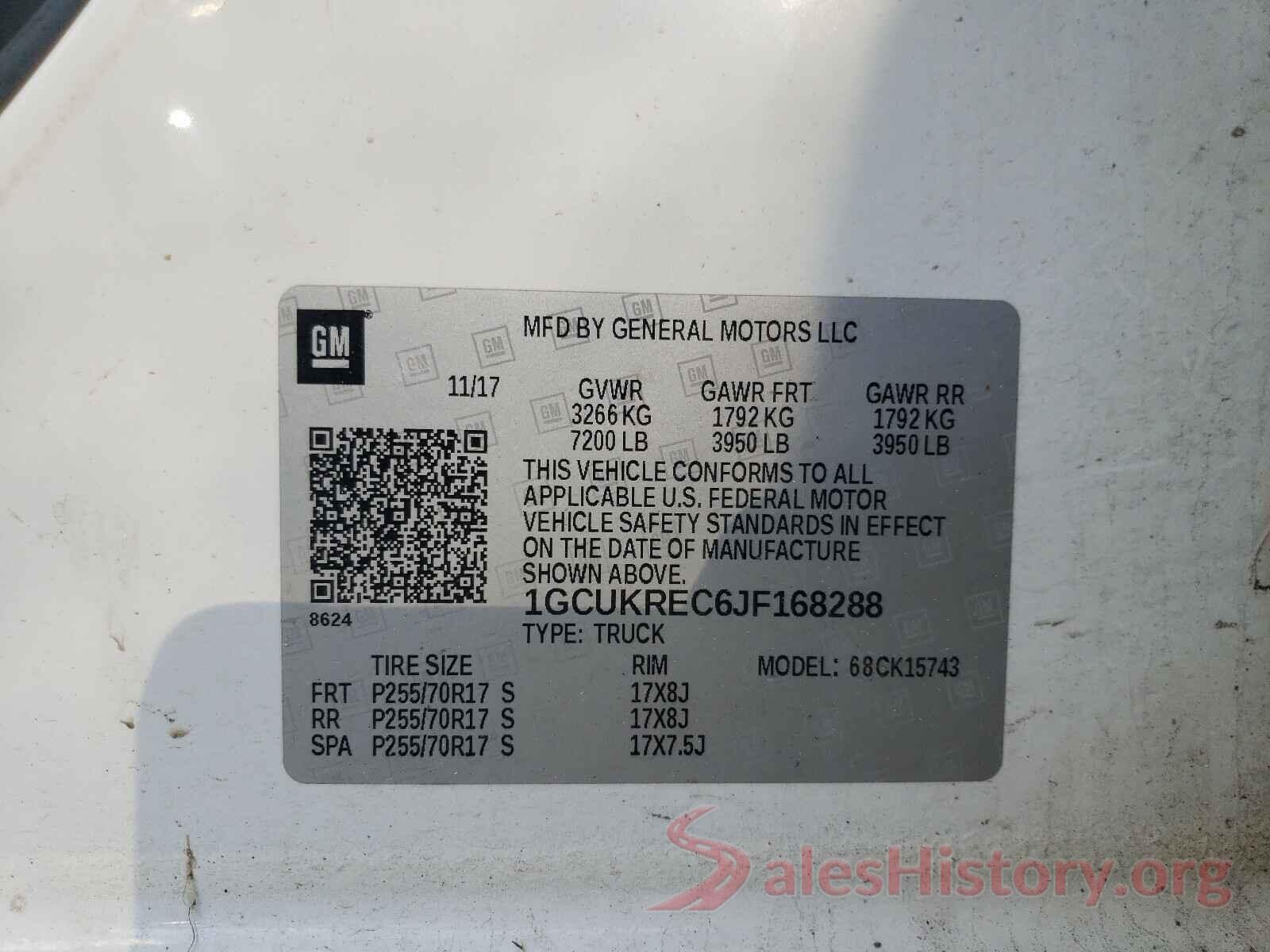 1GCUKREC6JF168288 2018 CHEVROLET SILVERADO