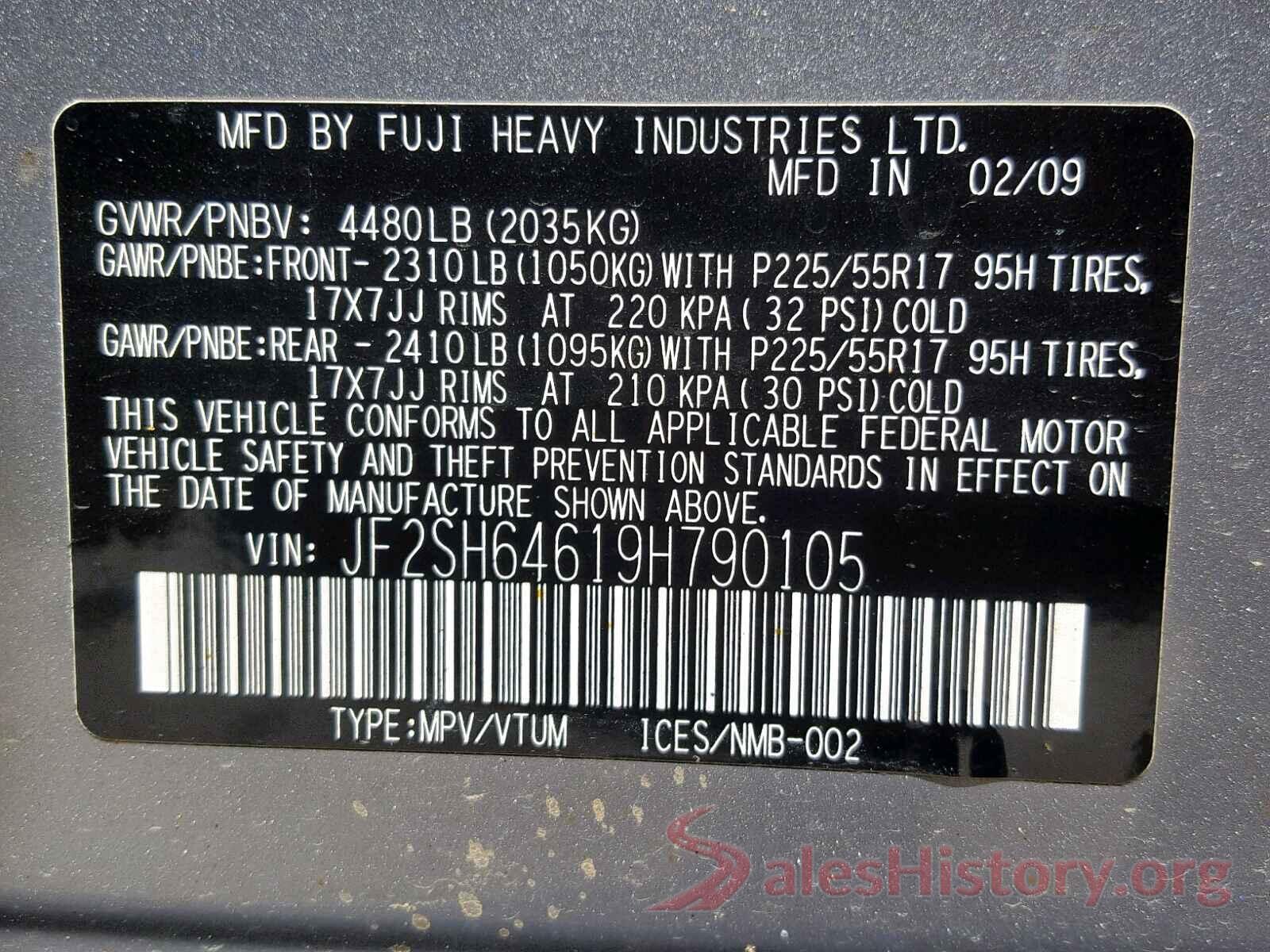 JF2SH64619H790105 2009 SUBARU FORESTER